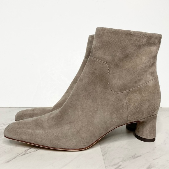 Vince Hela Gray Suede Heeled Bootie 5 1/2 M - Picture 1 of 13